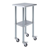 AmGood 18 in. x 18 in. Stainless Steel Work Table with Wheels | Metal Kitchen Food Prep Table | NSF