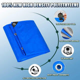 TA*RP YXCN Tarp 10x12 Feet, 7 Mil Thick Waterproof Poly Tarps Cover UV Resistant, Rip & Tear Proof with Metal Grommets Every 20 Inche (Blue/Silver)