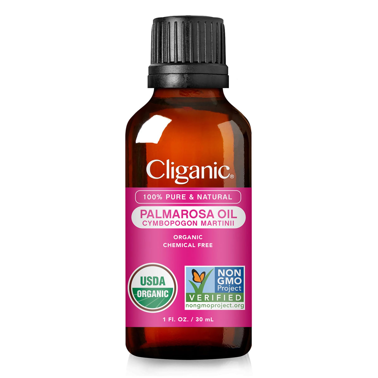 Cliganic USDA Organic Palmarosa Essential Oil, 1oz - 100% Pure Natural Undiluted for Aromatherapy | Non-GMO