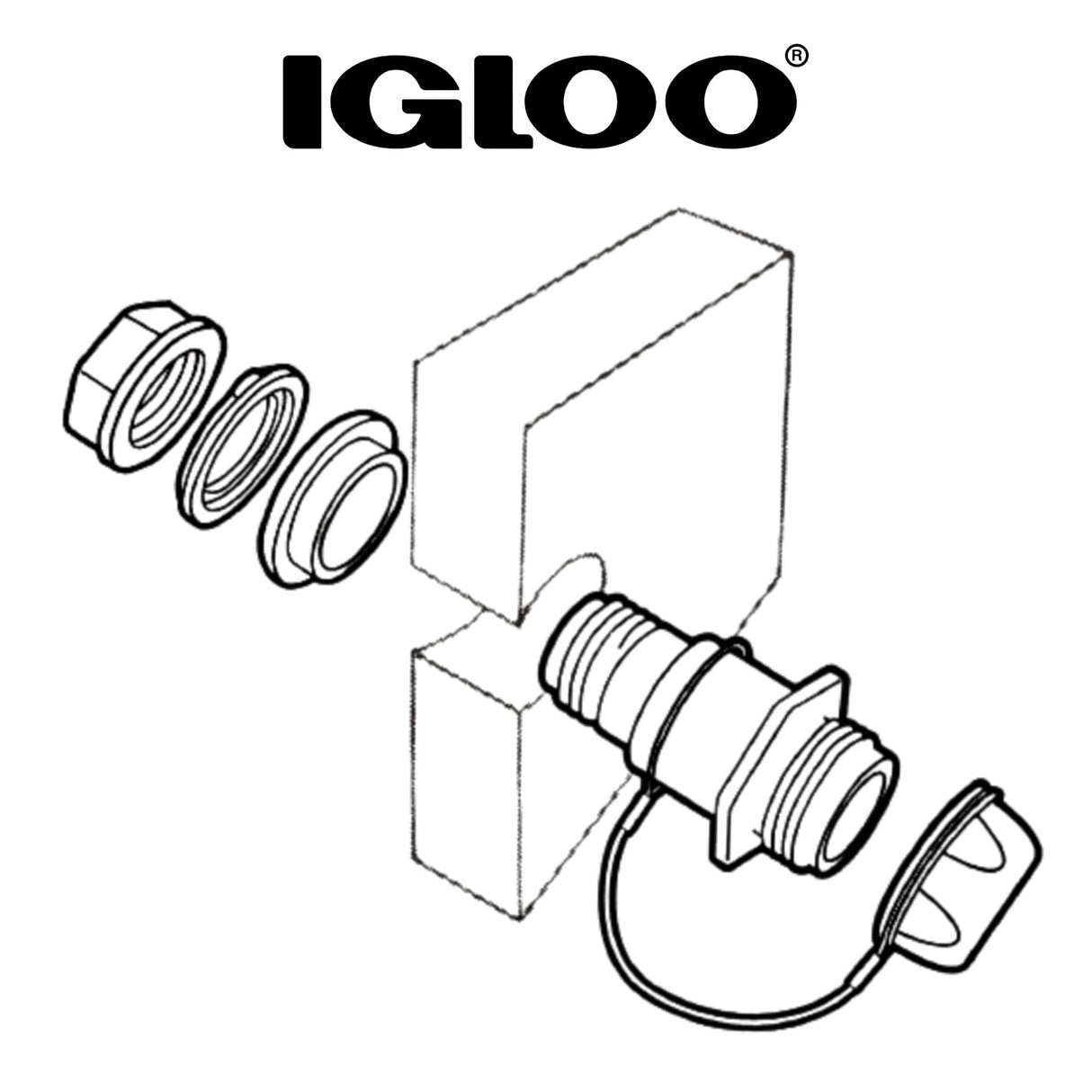 Igloo Drain Plug with Stainless Steel Tether for BMX, Overland, and IMX 25-72 Qt Coolers