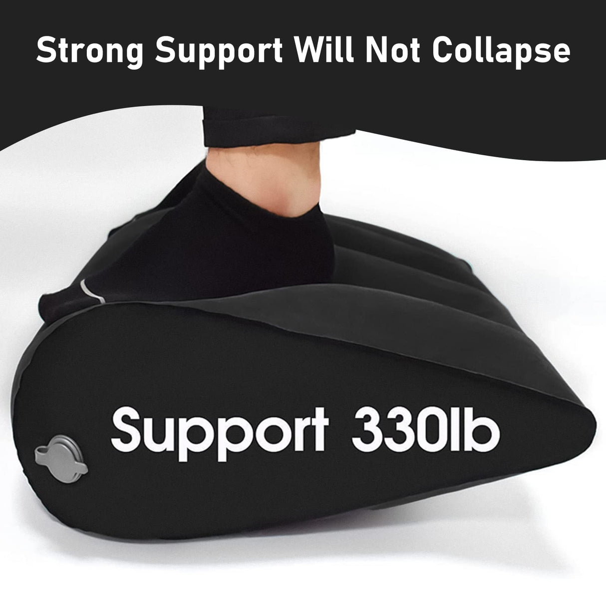 Portable Wedge Pillow Inflatable Cushion - Body Positioners Lightweight Wedge Pillow for Sleeping, Leg Elevation, Use in Bed, Travel, Camping, Fast Inflating Deflation (Black)