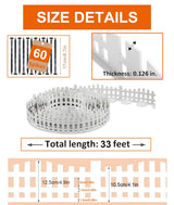 Garden Edging 33FT x 4.1~4.9IN Tall, Landscape Edging Borders with 60pcs Plastic Stakes,Arched Design White Flexible Lawn Edging Border, No Digging Edge Fence DIY for Tree Flowerbeds Grass Yard