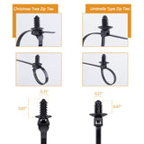 Xislet 160Pcs Cable Tie Buckle Push Pin Christmas Tree Zip Ties Clips