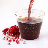 JOLLY CHEF 200 Pack 9 oz Glitter Plastic Cups, Disposable Gold Cups, Clear Plastic Tumblers for Wedding, Thanksgiving, Christmas Party