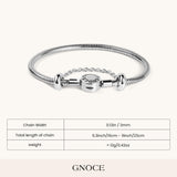 GNOCE Stainless Steel Snake Chain Charm Bracelet W/Safety Gift for Women(7.5in)