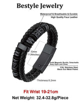Bestyle Lucky Viking Celtic Bracelet Black Bracelet for Men Double Layer Black Leather Cuff Bracelet, Fashion Punk Retro Men Wristband Leather Bracelet Great Gift for Father Husband, 21cm/8.3 Inch