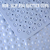 YINENN Bath and Shower Safety Mats 40x16 inch, Non Slip with Suction Cups for Bathroom Stall and Tub Floor, Extra Large and Machine Washable, Drain Holes Keep Bathtub Clean, Light Blue