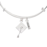 Alex and Ani Graduation 2026 Multi-Charm Bangle, Brass Shiny Silver