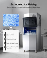 VEVOR Commercial Ice Maker Machine, 400LBS/24H Ice-Making Machine with 300LBS Stainless Steel Storage Bin, Auto Self-Cleaning Ice Maker with Touchscreen for Bar Cafe Restaurant Business Commercial
