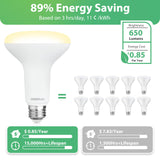 DEGNJU BR30 LED Bulb, Dimmable Flood Lights Indoor CRI80 7W Equivalent 65W 2700K Soft White 650 Lumens, 15000 Lifetime Hours Recessed Light Bulbs, Interior E26 Base LED Can Light Bulbs, 6 Pack
