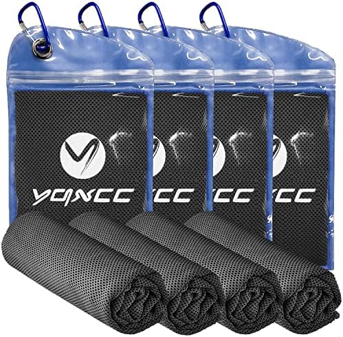 YQXCC 4 Pack Cooling Towel (47"x12") Ice Towel for Neck, Microfiber Cool, Soft Breathable Chilly for Yoga, Sports, Golf, Gym, Camping, Running, Fitness, Workout & More Activities