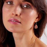 Rose Gold Tone Earrings for Women Dangling, Pink Faux Druzy Teardrop Dangle