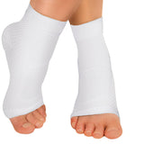 TechWare Pro Ankle Brace Compression Sleeve - Relieves Achilles Tendonitis, Joint Pain. Plantar Fasciitis Foot Sock with Arch Support Reduces Swelling & Heel Spur Pain. (White/White XXL)