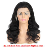 13x4 Body Wave Lace Front Wigs Human Hair Pre Plucked HD Transparent Lace Frontal Wig with Baby Hair 180% Density 9A Glueless Brazilian Virgin Human Hair Lace Front Wigs for Women Natural Black 22Inch