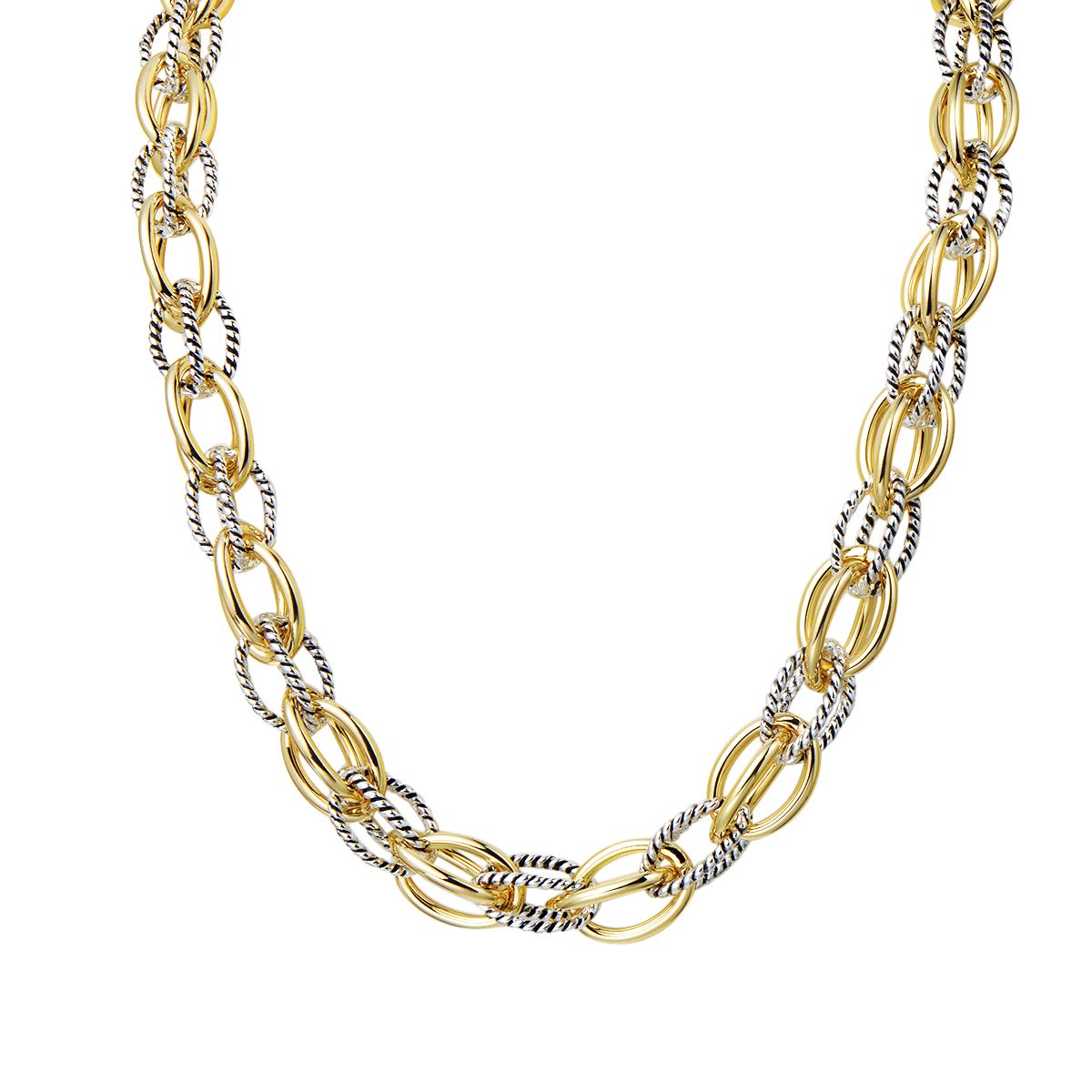 UNY JEWEL Twisted Cable Wire Link Chain Bracelet Two Tone Designer Brand Inspired Women Jewelry Valentine Christmas Gift (2 Tone)