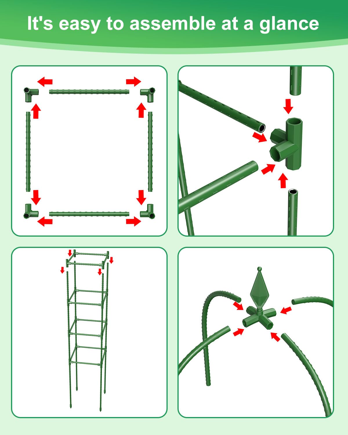 MYMULIKE 2 Pack Garden Obelisk Trellis for Climbing Plants Outdoor & Indoor - 6Ft Rustproof Garden Trellis Plant Support Cage for Vines, Flowers, Vegetables, Roses | Heavy-Duty, Adjustable