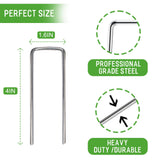 Zevlux 4 inch 200 Pack Landscape Staples Galvanized Garden Stakes