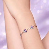 Nieboa S925 Sterling Silver Purple Butterfly Bracelets for Women,Anniversary Jewelry Gift for Women Mother Wife friend(Purple)