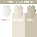 CHURCH Toilet Seat, Easy Clean Hinges Release for Deep Cleans, Durable Enameled Wood Seat, Elongated, White