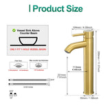 VOTON Vessel Sink Faucet Brushed Gold Tall Bathroom Faucets Single Handle One Hole Rv Vanity Lavatory Bathroom Sink Faucet
