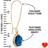 Teal Earrings for Women - Gold Tone Faux Druzy Boho Dangle Drop