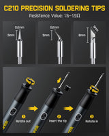 Fanttik T1 Max Soldering Iron Kit, Cordless Soldering Iron, 7 Seconds Fast Heating(390°F-840℉), Auto Sleep, 4 Precision Soldering Tips(C210), 360° Swivel Stand, Soldering Iron for Precision Repair