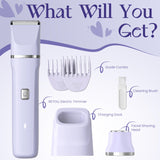 Electric Razors for Women - Wet/Dry Womens Electric Shaver for Bikini/Pubic Hair/Face/Legs/Intimate Area, epilators Hair Removal with Dock Charging, Christmas Gifts & Stocking Stuffers (Purple)