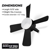 Bell+Howell Socket Breeze Deluxe, Small Ceiling Fan with LED Light and Remote, Adjustable Speeds and Brightness, Light Socket Fan for Bedroom, Kitchen, Living Room, 1000 Lumens