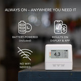 Ecosense EcoQube Flex Smart Radon Detector - Battery Powered Continuous Radon Monitor for Home Use with Always-On Display, Bluetooth App, Daily, Weekly, Monthly & Yearly Fluctuations on App
