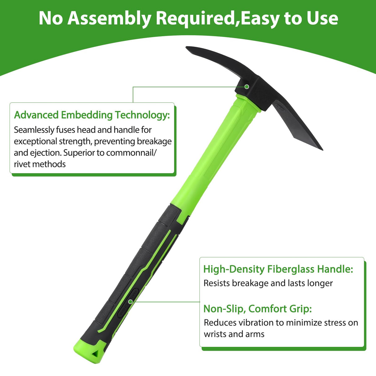 NAUKII 15inch Gardening Pick Durable and Comfortable Handle Garden Tool for Flower Work