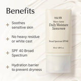 SU:M Micro-Active Daily Moisture Sunscreen (1.69fl oz) - Korean Skincare SPF 40 for UV Protection, Hydration, Soothing Sensitive Skin, No White Cast. With Biopeptide190 & Niacinamide.