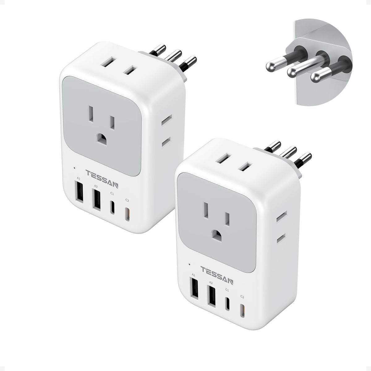 Italy Power Plug Rome TESSAN Italy Travel Plug Adapter 2 Pack, PD 20W Italy Power Adapter wi ...