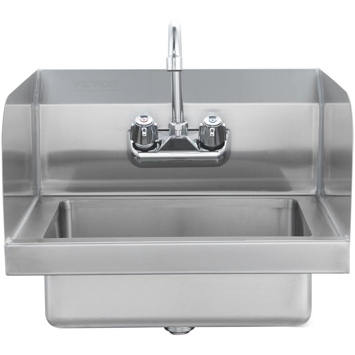 VEVOR Commercial Hand Sink 17x12.8 inch Stainless Steel Sink with Faucet & Side Splash, Wall-Mount Small Hand Basin for Restaurant, Kitchen, Bar, Garage, Home