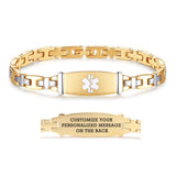 LinnaLove Lady Medical Alert id Bracelets-Gold Medical Bracelets for Women with Free Engraving