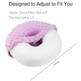Heal n Hope Washable Ear Piercing Pillow with Removable Pillowcase Donut Pillows Hole for Ear Pain Relief CNH Sleeping Pressure Sore Side Sleepers Ear Guard Protector Cover (Minky Dot Lavender)