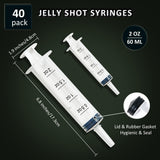 JOLLY PARTY 40 Pack Jelly Shot Syringes, 2 oz Jelly Shot Syringe With Caps