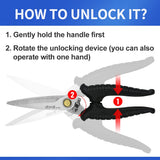 stedi 8.2-inch Multipurpose Heavy Duty Scissors, Extended & Reinforced Ultra Sharp Blades with Finely Serrated, High Carbon Stainless Steel Shears for Household Pruning, Office, Gardening, Black