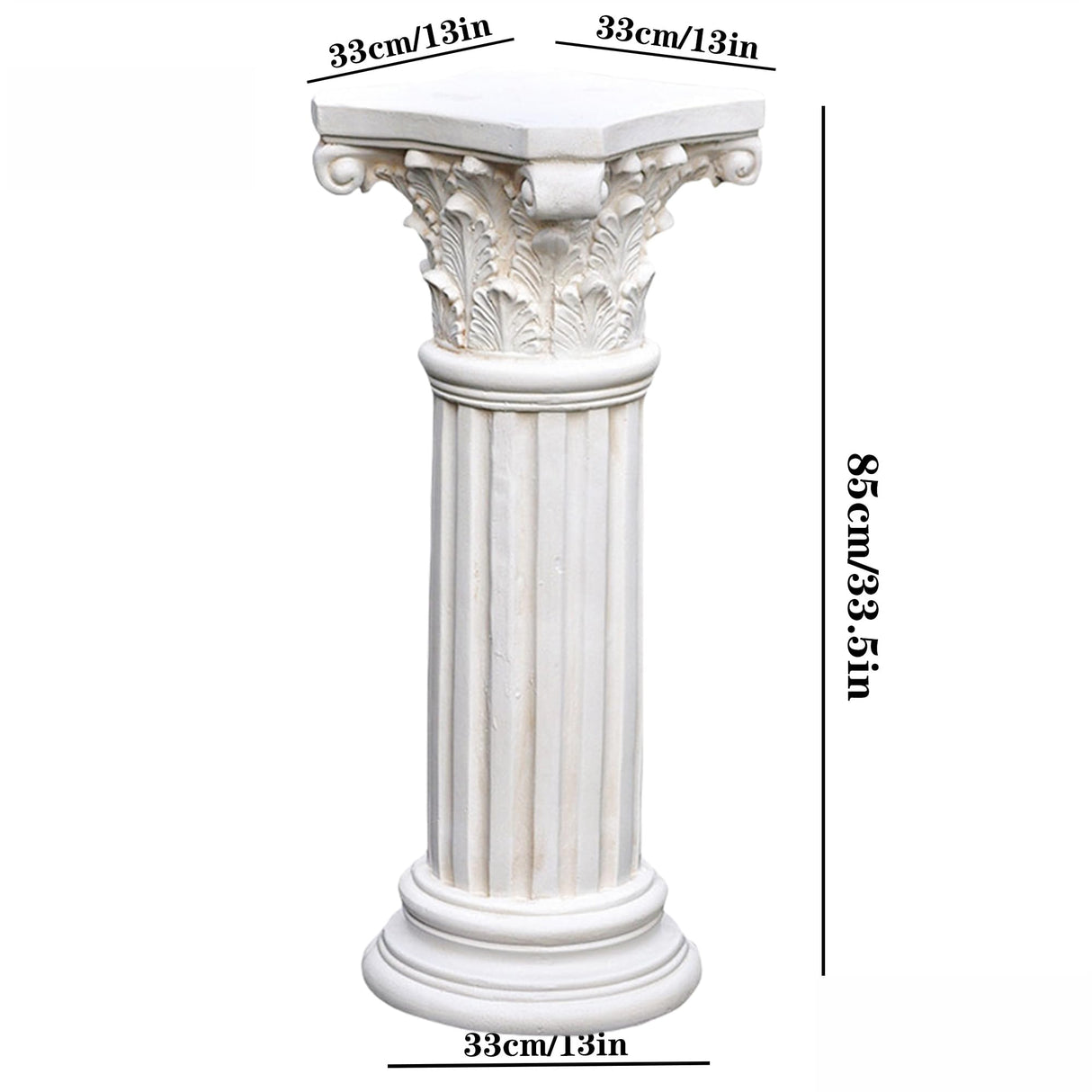 VISIBLE Decorative Roman Column Pedestal, Black Bronze, MGO Cement with Fiber, Classical Garden Pillar, Indoor Outdoor Decor (White, 33.5IN)