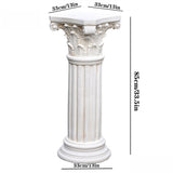 VISIBLE Decorative Roman Column Pedestal, Black Bronze, MGO Cement with Fiber, Classical Garden Pillar, Indoor Outdoor Decor (White, 33.5IN)