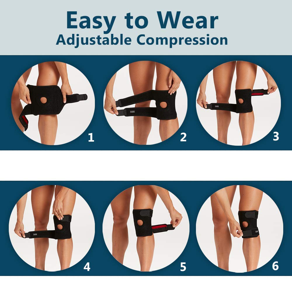 ComfiLife Knee Brace for Knee Pain Relief – Neoprene Knee Brace for Working Out, Running, Injury Recovery – Side Stabilizers – 3 Point Adjustable Compression – Open Patella Support, Non-Slip (Large)