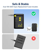 Baseus 70W Universal Travel Adapter, 6-in-1 International Plug Adapter with Retractable Cable, USB-C PD Fast Charging Worldwide Wall Charger for USA/EU/UK/AUS and Over 200 Countries - Enercore CG11