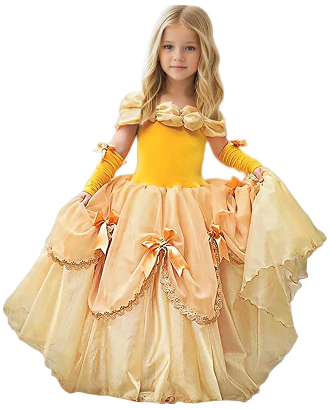 CQDY Belle Princess Dress Costume Sleeveless Party Christmas Halloween, Yellow, 4-5T