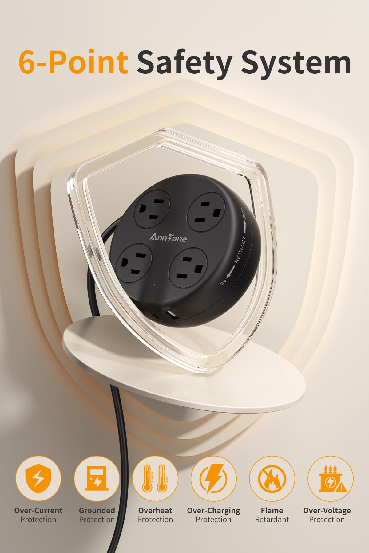 India Travel Adapter with USB C, US to India Plug Adapter with 4 Outlets 3 USB Ports, Type D Outlet Adapter for US to Bangladesh, India, Kuwait, Maldives (Black)