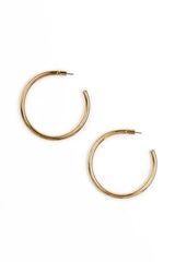 BESTOW Designer Gold and Silver Hoop Earrings for Women: 18K Gold Plated, Hypoallergenic, Waterproof, Non-Tarnish in 3 Sizes: 1 in, 2 in, 2.75 in [Gold, 2 in]