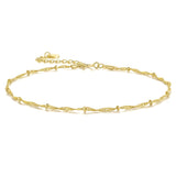 Yzytdgzy 14K Gold Anklets for Women Gold Ankle Bracelets for Women Beaded Anklet for Womens Ankle Bracelet Water Wave-Inspired Design with Beads Twisted Anklets for Womens 9.4'' to 11''