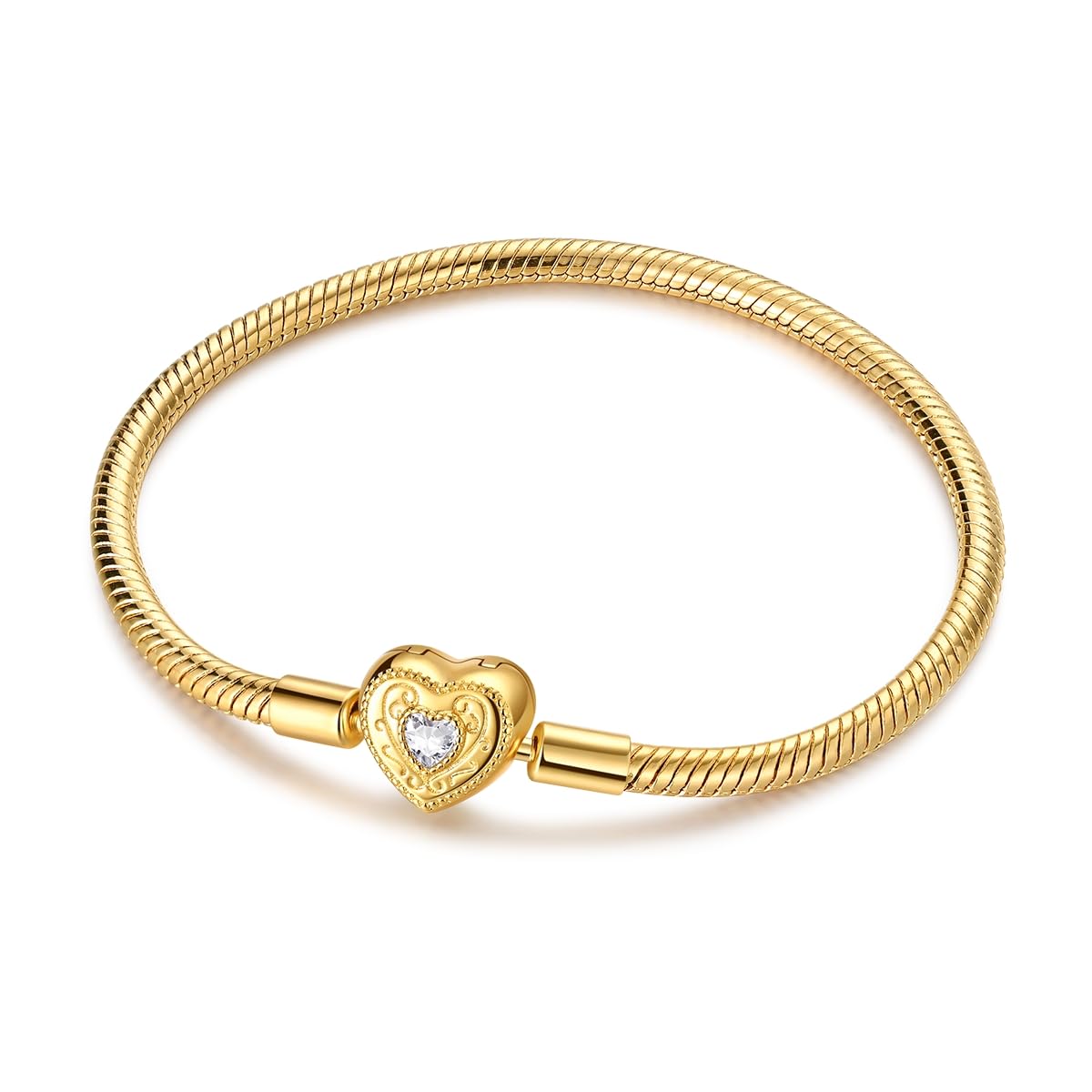 QIKAOLA Gold Bracelets for Pandora Charms Golden Snake Chain Bracelets for Women
