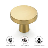 Ravinte 30 Pack Solid Knobs Kitchen Cabinet Round Pulls Dresser Handles Gold Cupboard Hardware Brushed Brass Door Drawer Knobs