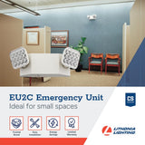 Lithonia Lighting Basics LED Emergency Light, Emergency Lighting with Dual Adjustable LED Lamp Heads, Wall Mount, Damp Location Rated, 90-Minute Backup, 120/277V, White (EU2C M6)