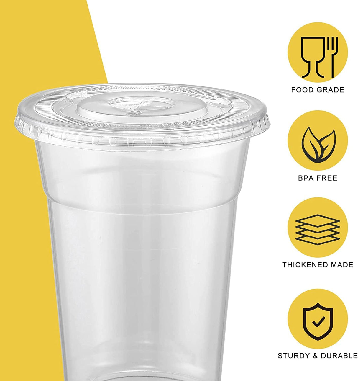 VITEVER [100 Sets - 24oz] Plastic Cups with Lids and Straws, Disposable Cups for Iced Coffee, Smoothie, Milkshake, Cold Drinks - Clear