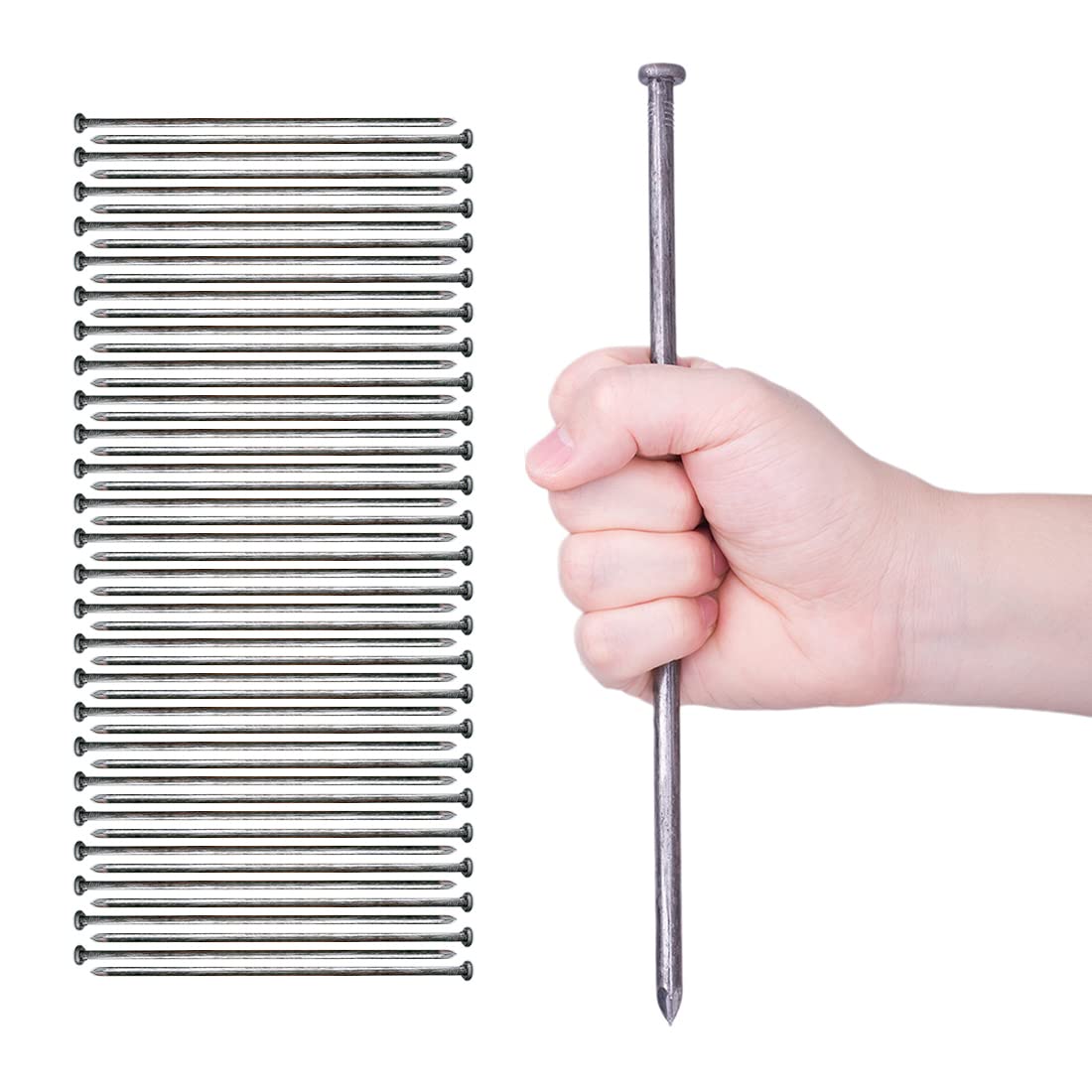 HOT SEAL Landscape Spikes 10 Inch 50 Counts Metal Landscape Edging Anchoring Spikes, Heavy Duty Nails for Artificial Turf Spike, Paver Edging, Timber Carpentry, Weed Barrier, Tent Pegs, More